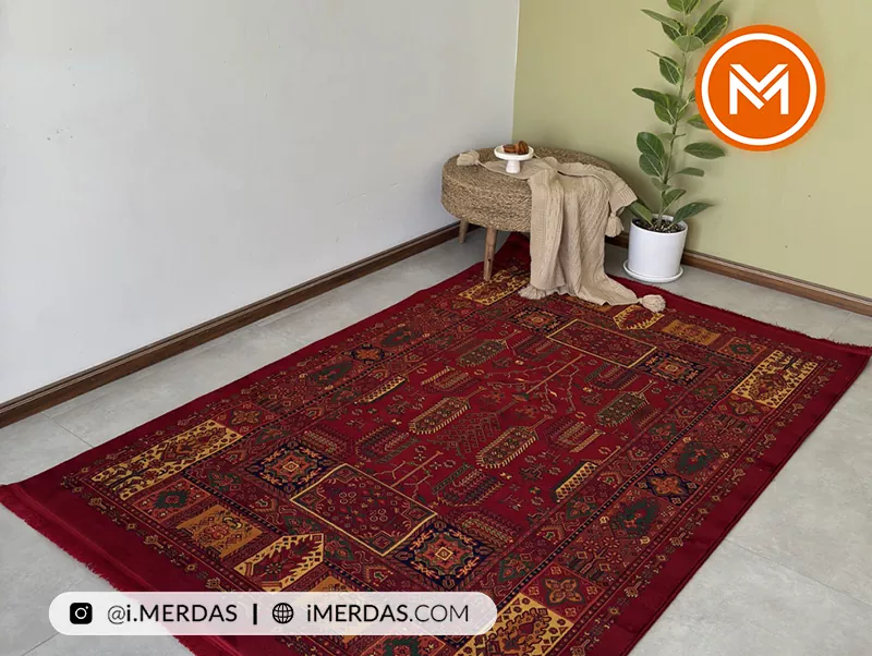 چیدمان فرش و مبل در پذیرایی مستطیل