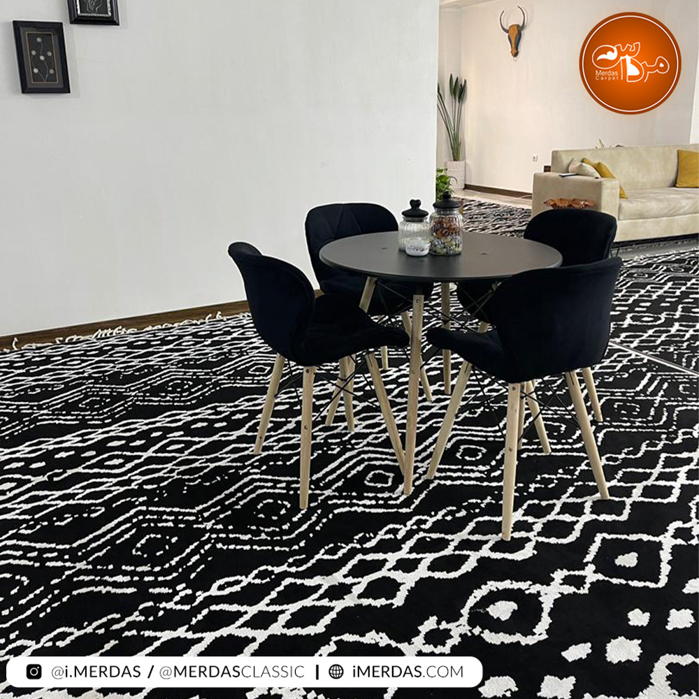 فرش آشپزخانه مراکشی کد 41302 زمینه مشکی