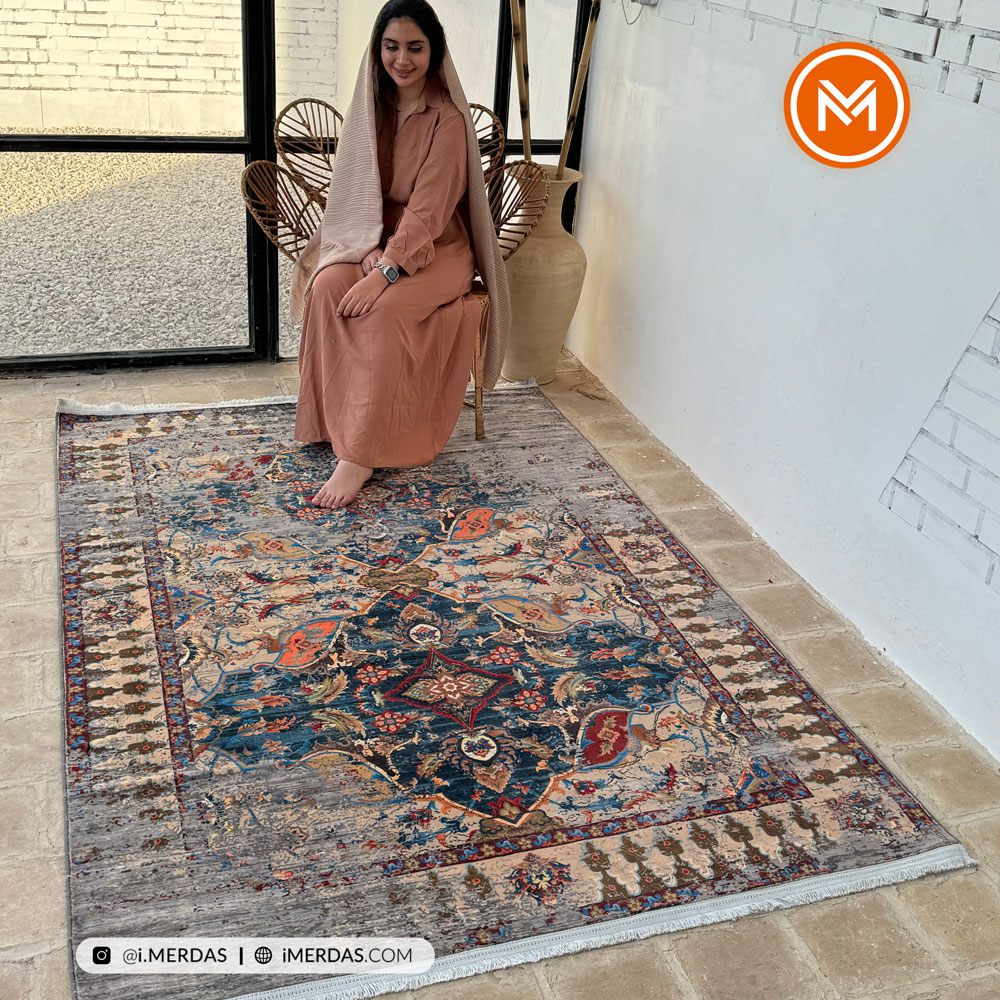 فرش کهنه نما کد C1047 زمینه تمام رنگ