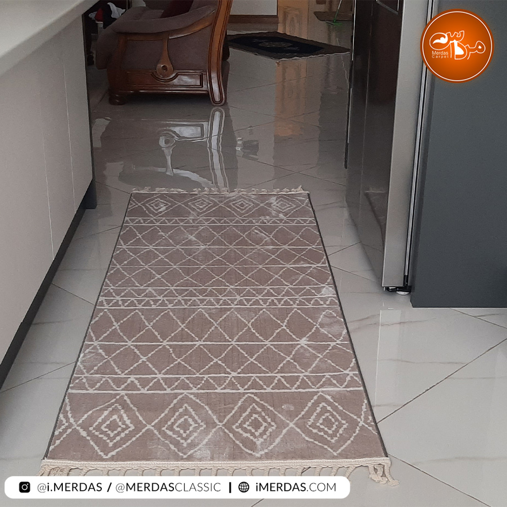فرش آشپزخانه مراکشی کد 41307 زمینه بژ