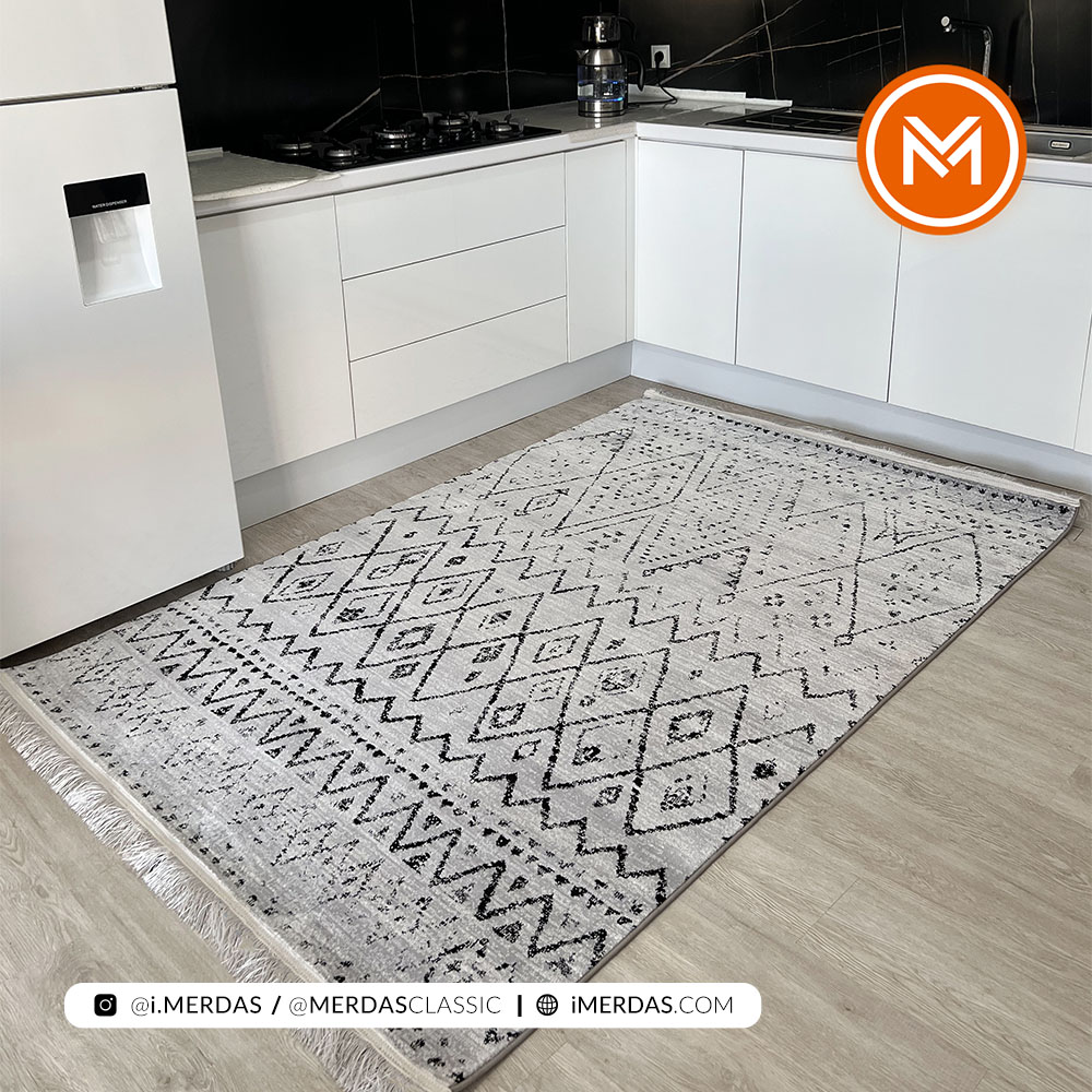 فرش مراکشی اختصاصی کد 41275 زمینه نقره ای