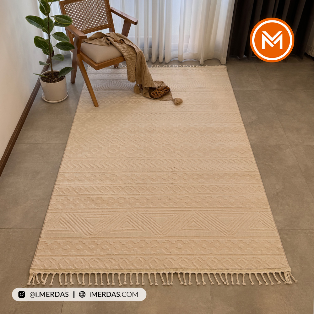 فرش ایکیا اختصاصی کد 41306 زمینه کرم کرم