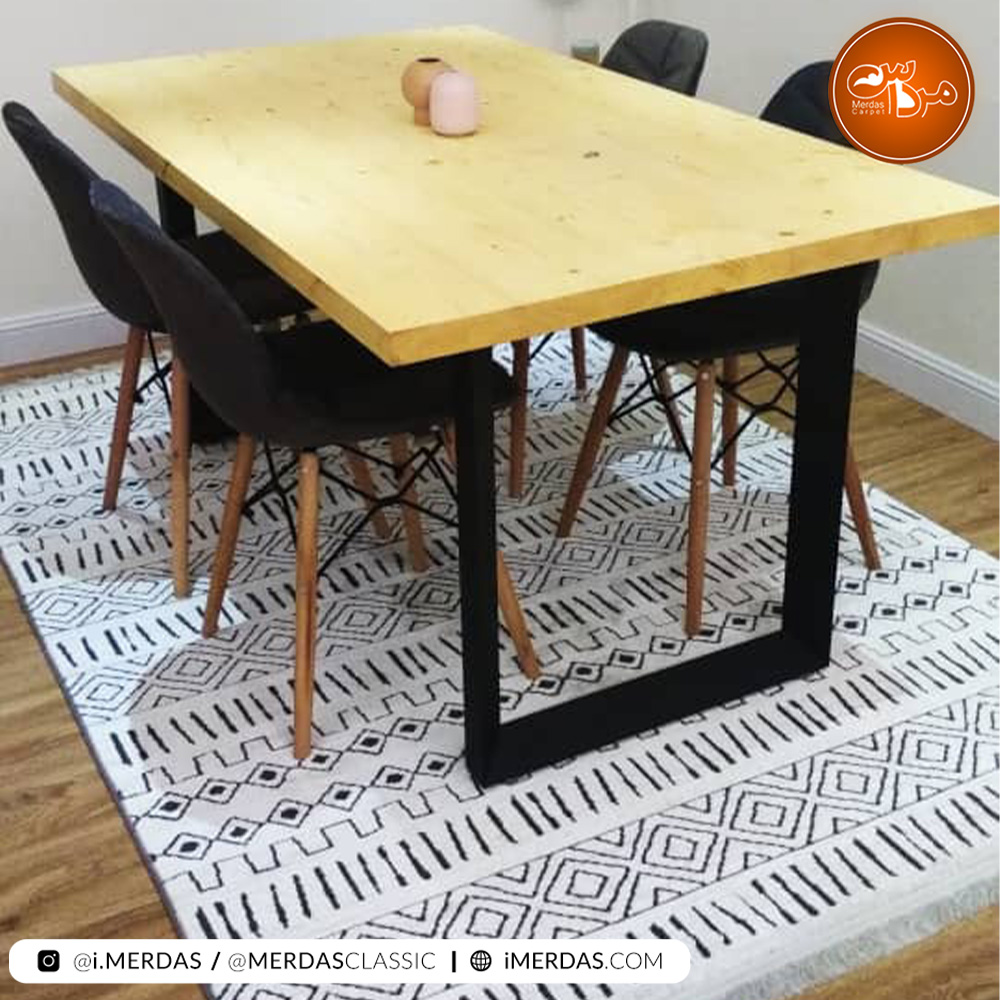 فرش ناهارخوری کد 41296 زمینه کرم