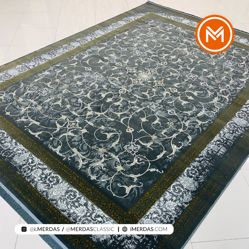 فرش کلاسیک اسلیمی وینتیج زمینه دودی