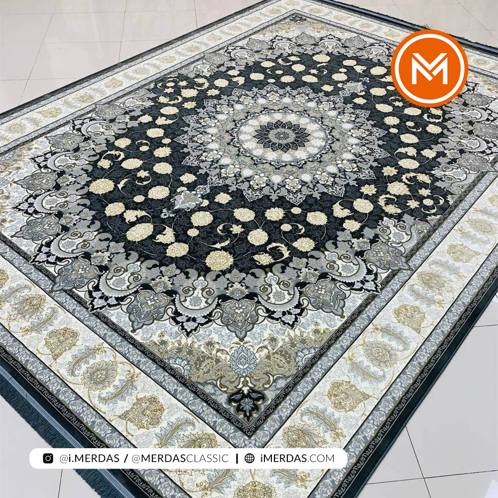 فرش کلاسیک اصفهان زمینه دودی