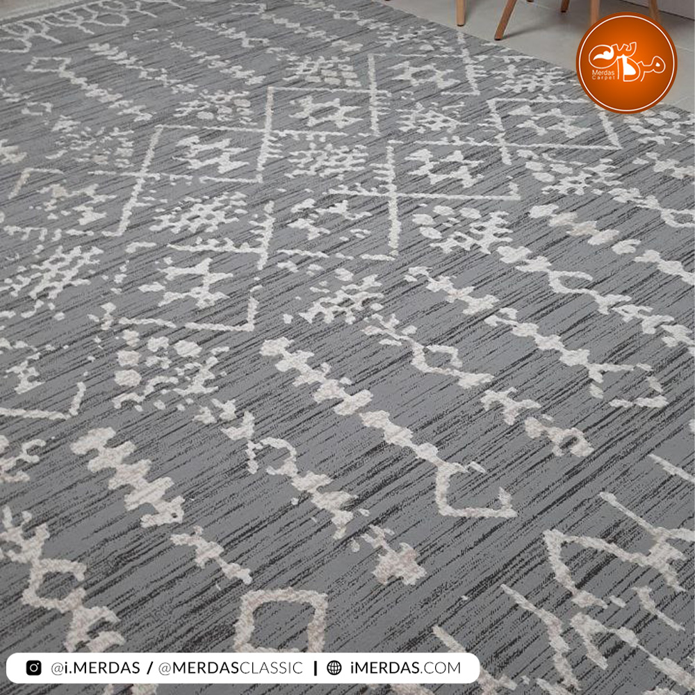 فرش آشپزخانه مراکشی کد 41294 زمینه نقره ای