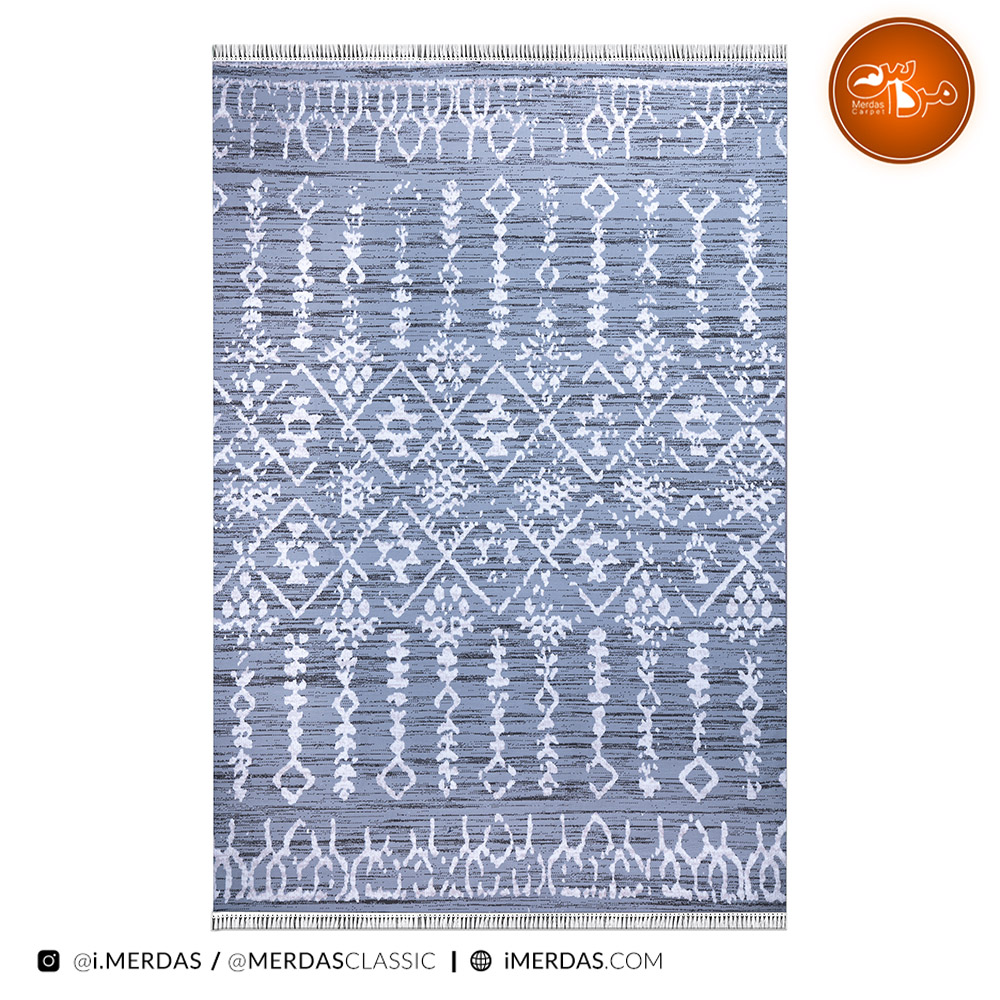 فرش آشپزخانه مراکشی کد 41294 زمینه نقره ای