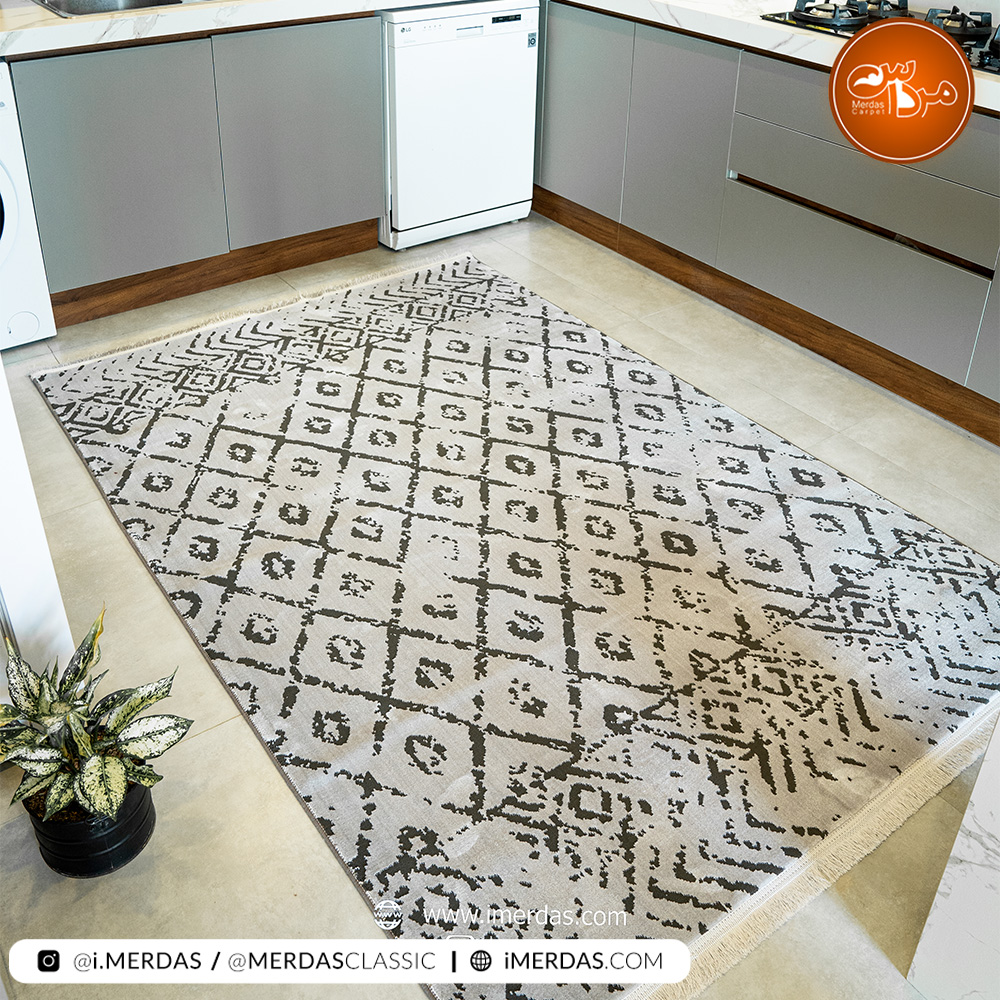فرش آشپزخانه مراکشی کد 41295 زمینه طوسی
