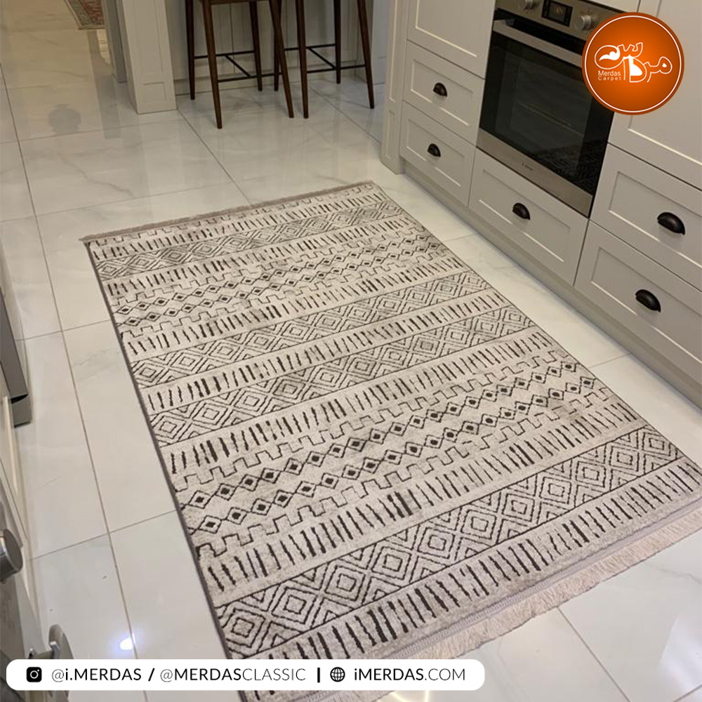 فرش آشپزخانه مراکشی کد 41296 زمینه کرم