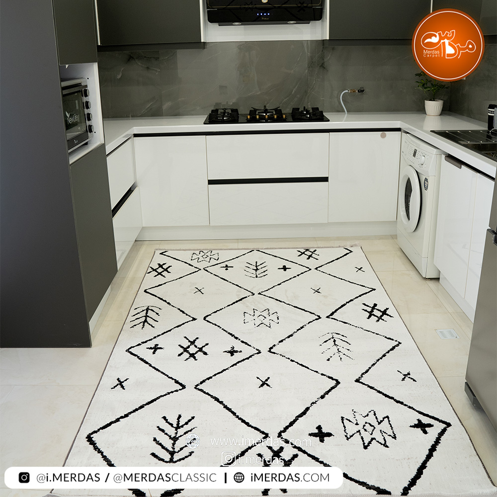 فرش آشپزخانه مراکشی کد 41314 زمینه کرم