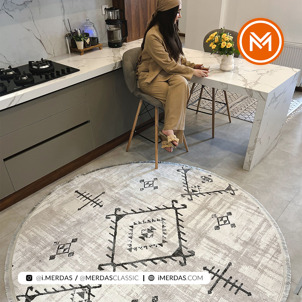 فرش آشپزخانه مراکشی کد 41061 زمینه کرم