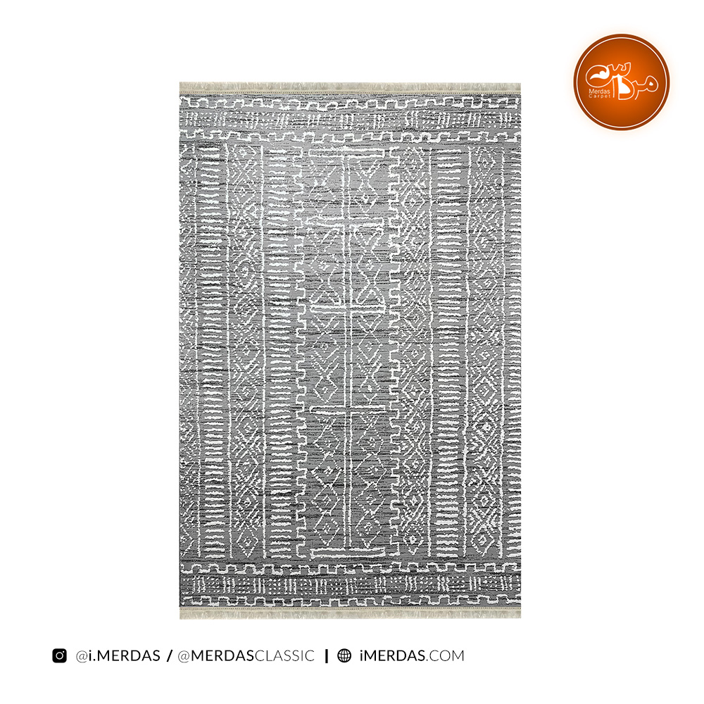 فرش مراکشی کد 41271 زمینه نقره ای