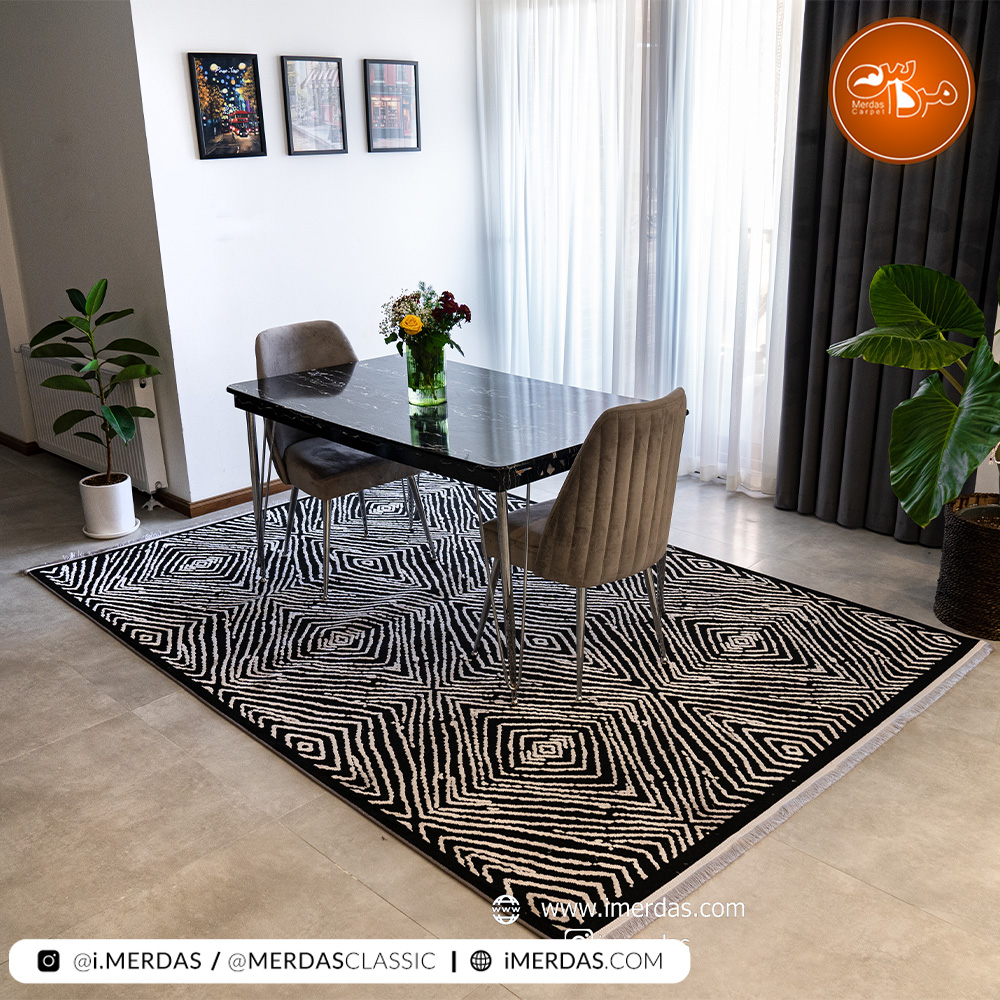 فرش مراکشی کد 41274 زمینه مشکی