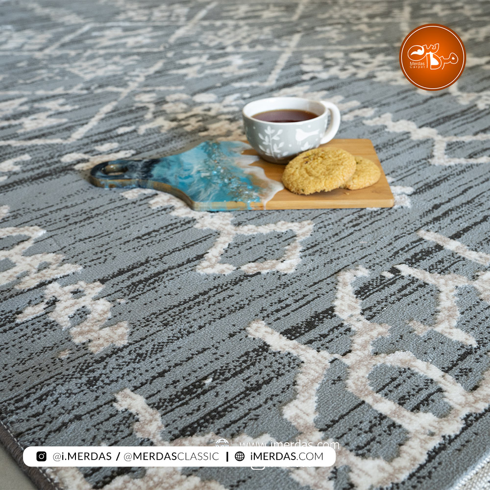 فرش مراکشی کد 41294 زمینه نقره ای