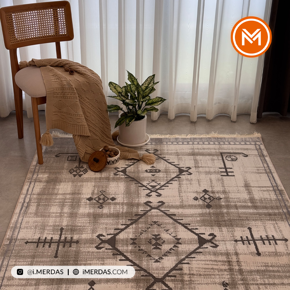 فرش مراکشی کد 42305 زمینه کرم
