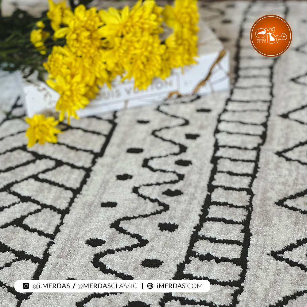 فرش مربع مراکشی کد 41293 زمینه بژ