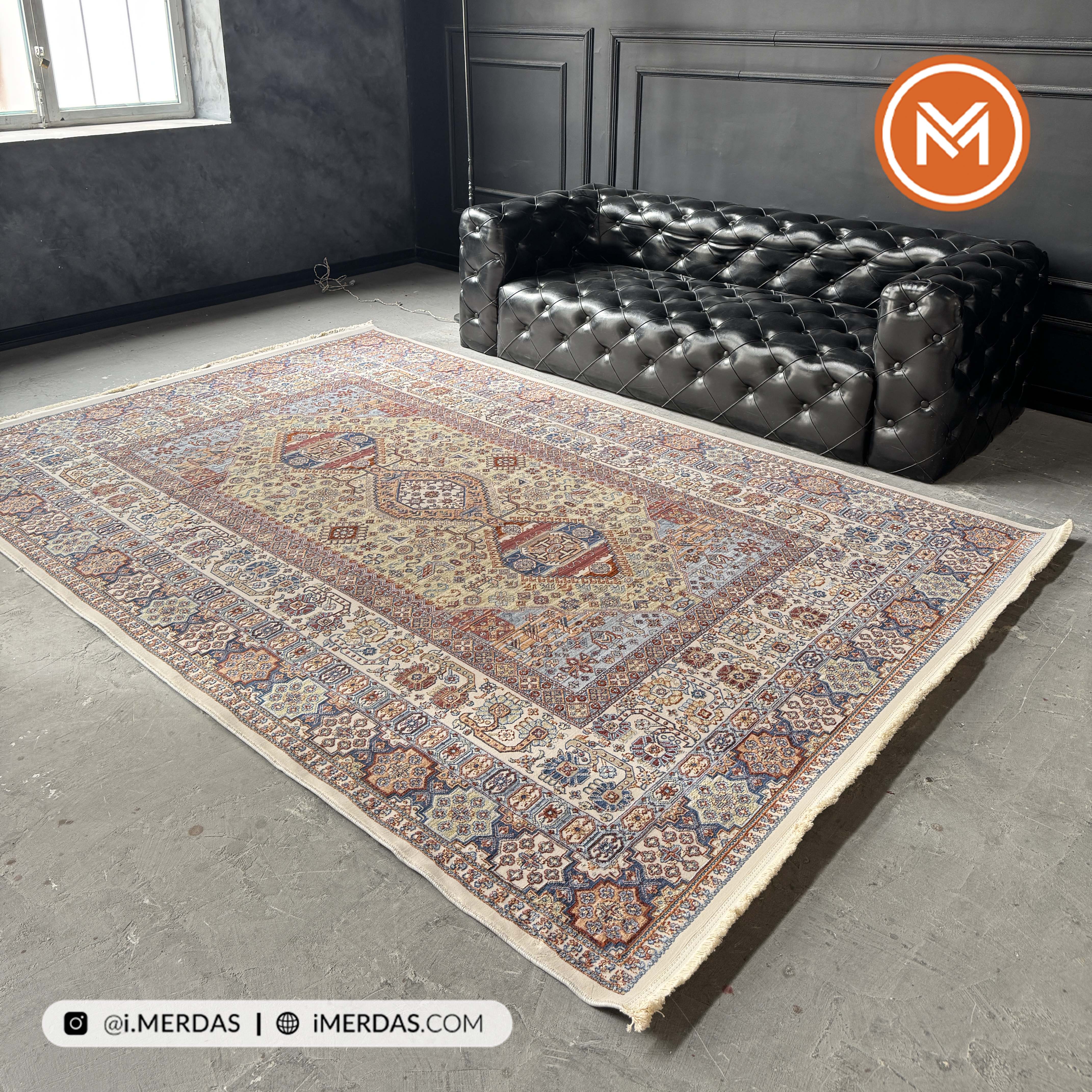 فرش وینتیج کد 8015GC زمینه تمام رنگ
