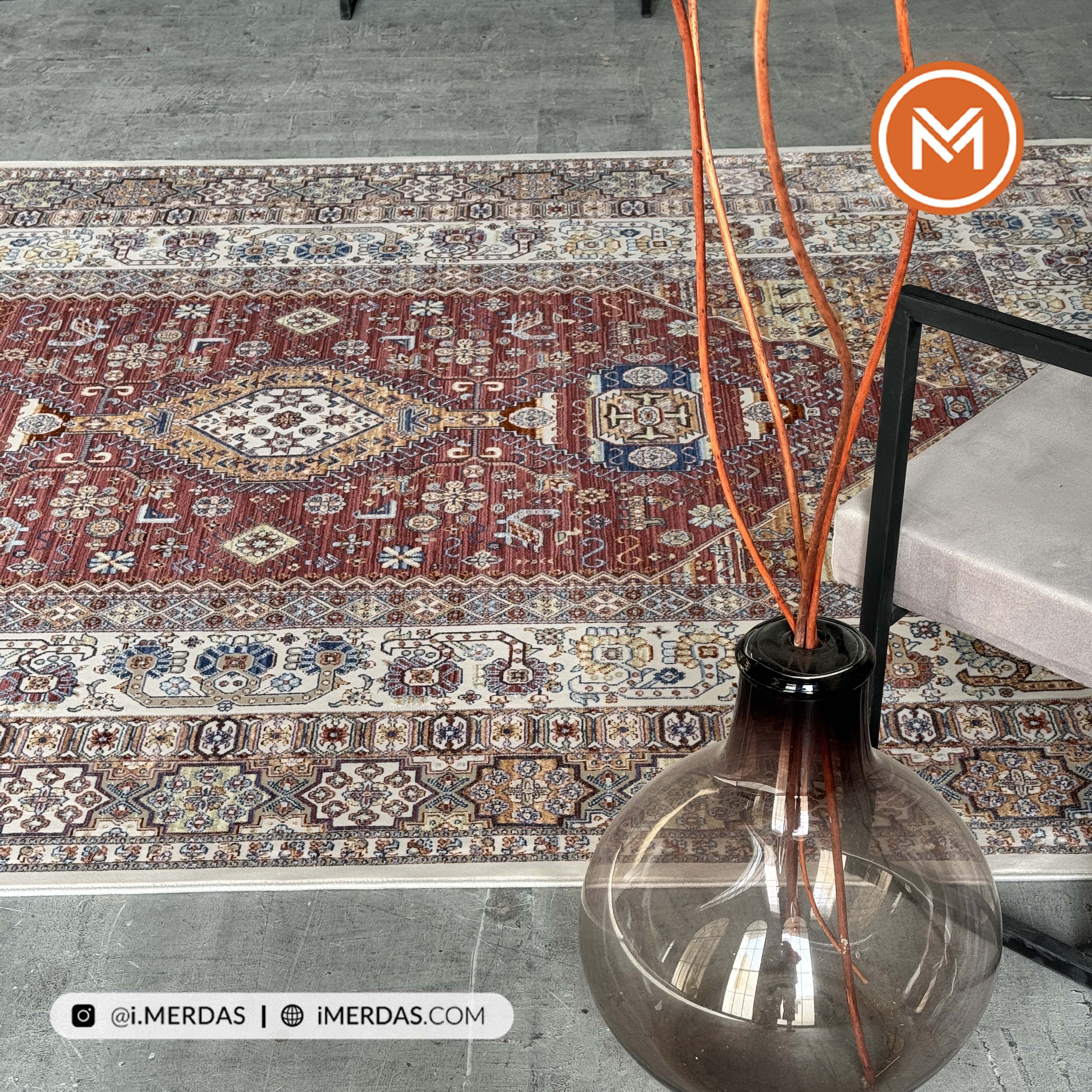فرش وینتیج کد 8015LC زمینه تمام رنگ