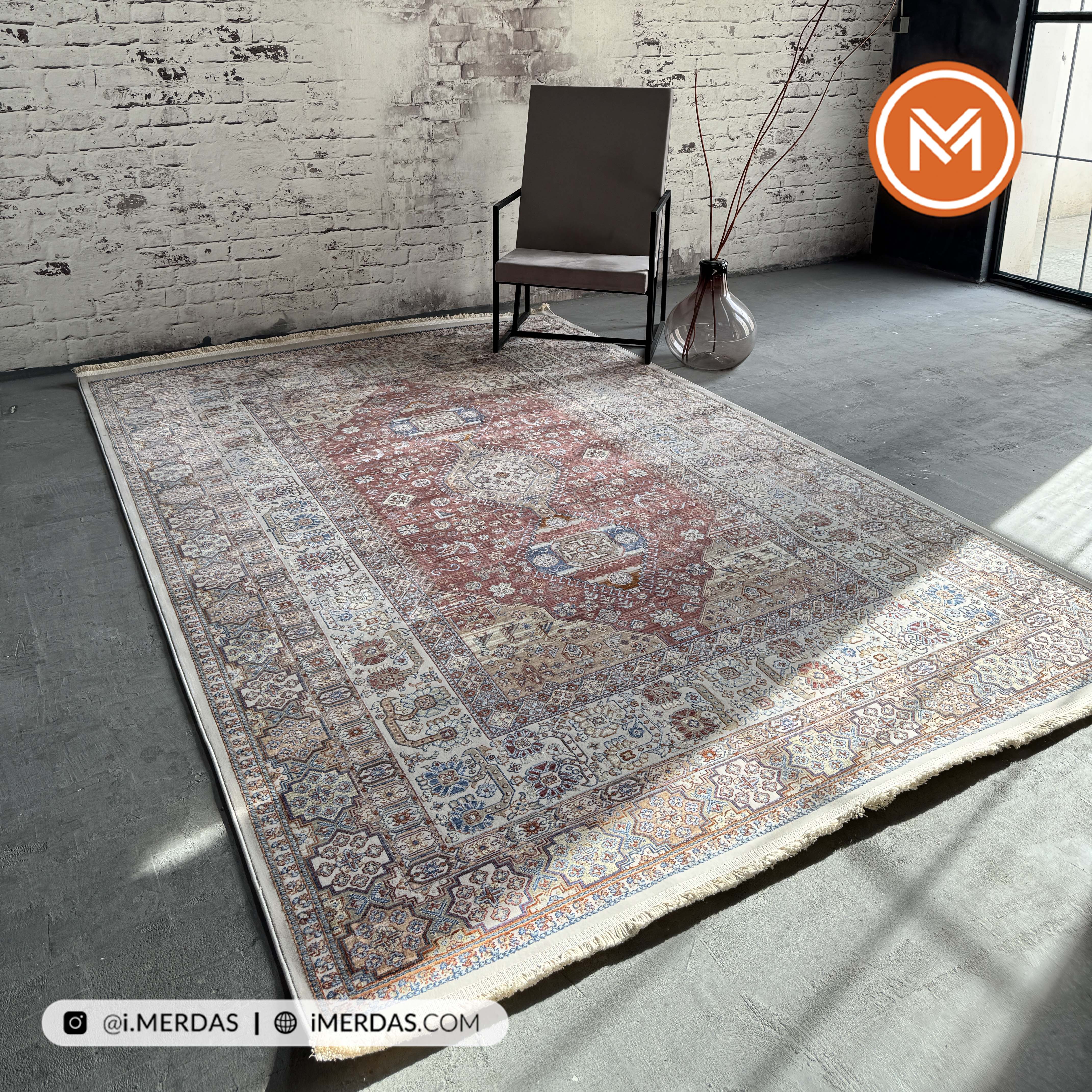 فرش وینتیج کد 8015LC زمینه تمام رنگ
