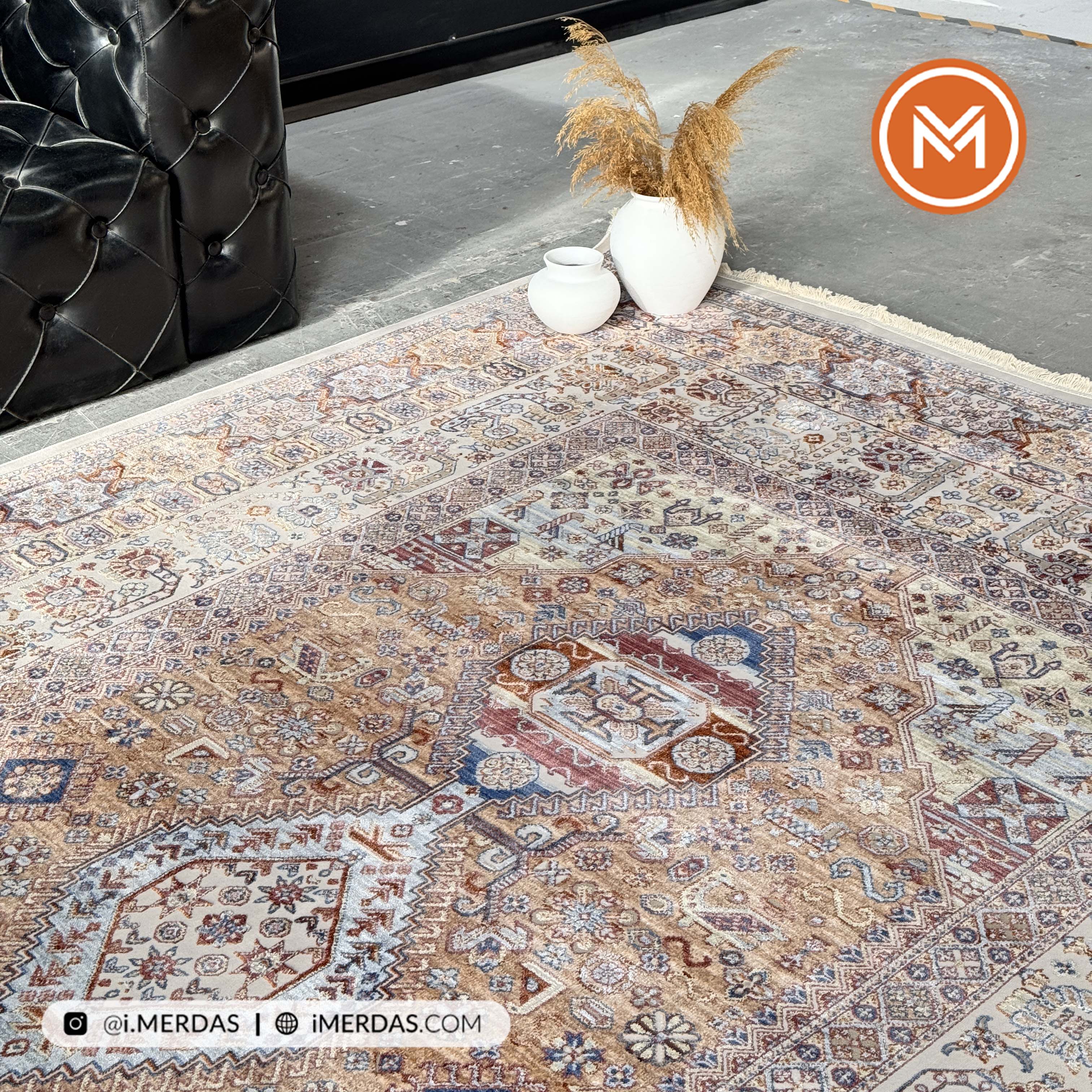 فرش وینتیج کد 8015MC زمینه تمام رنگ