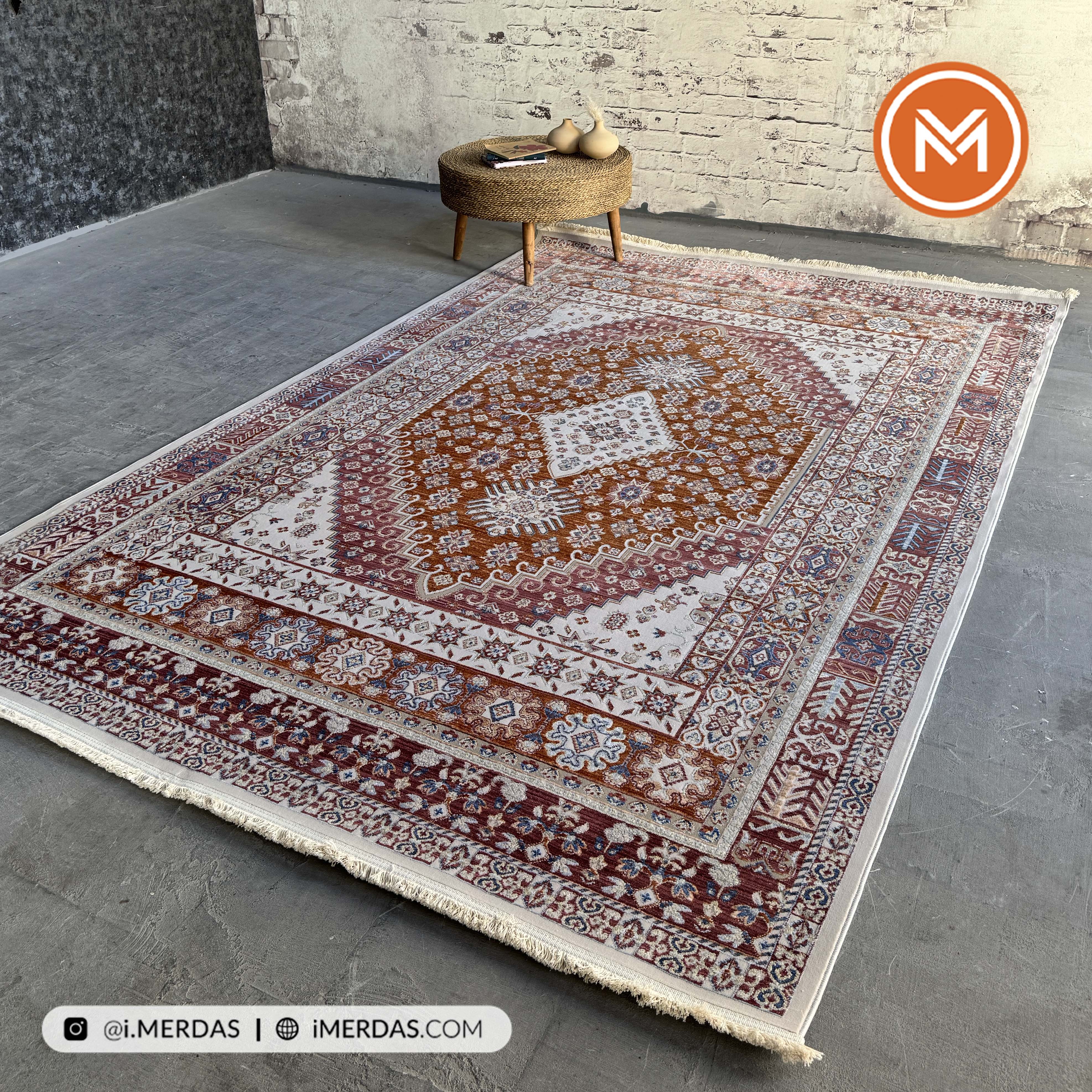 فرش وینتیج کد 8016AC زمینه تمام رنگ