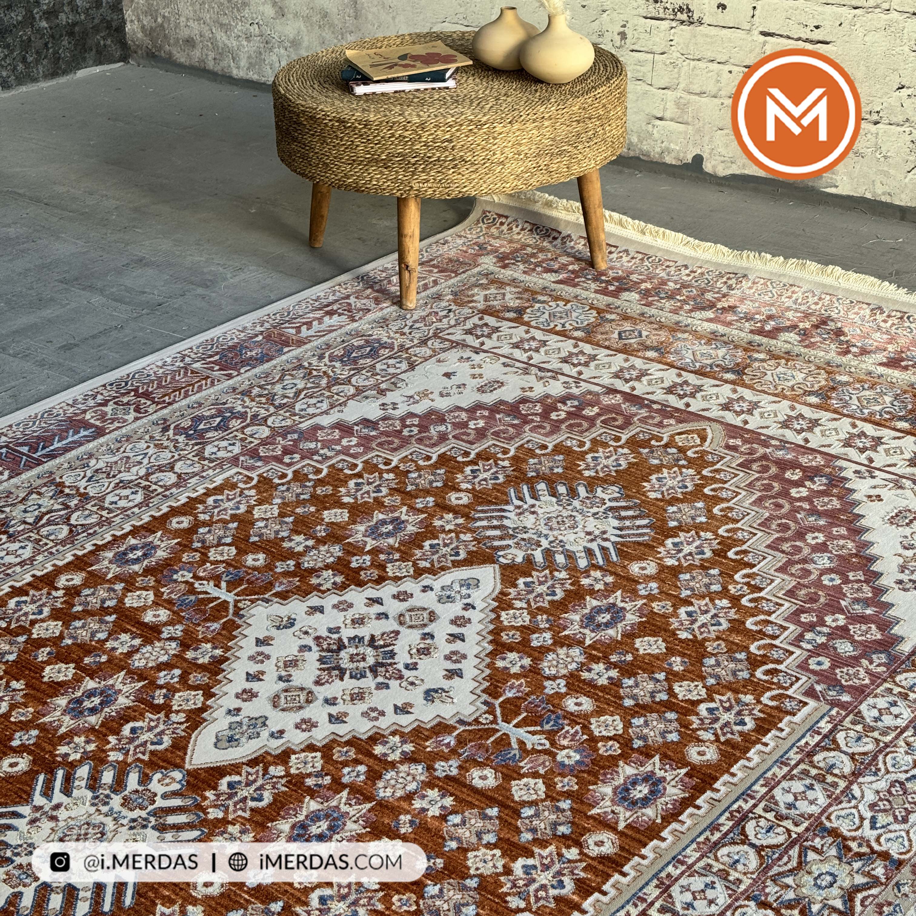 فرش وینتیج کد 8016AC زمینه تمام رنگ