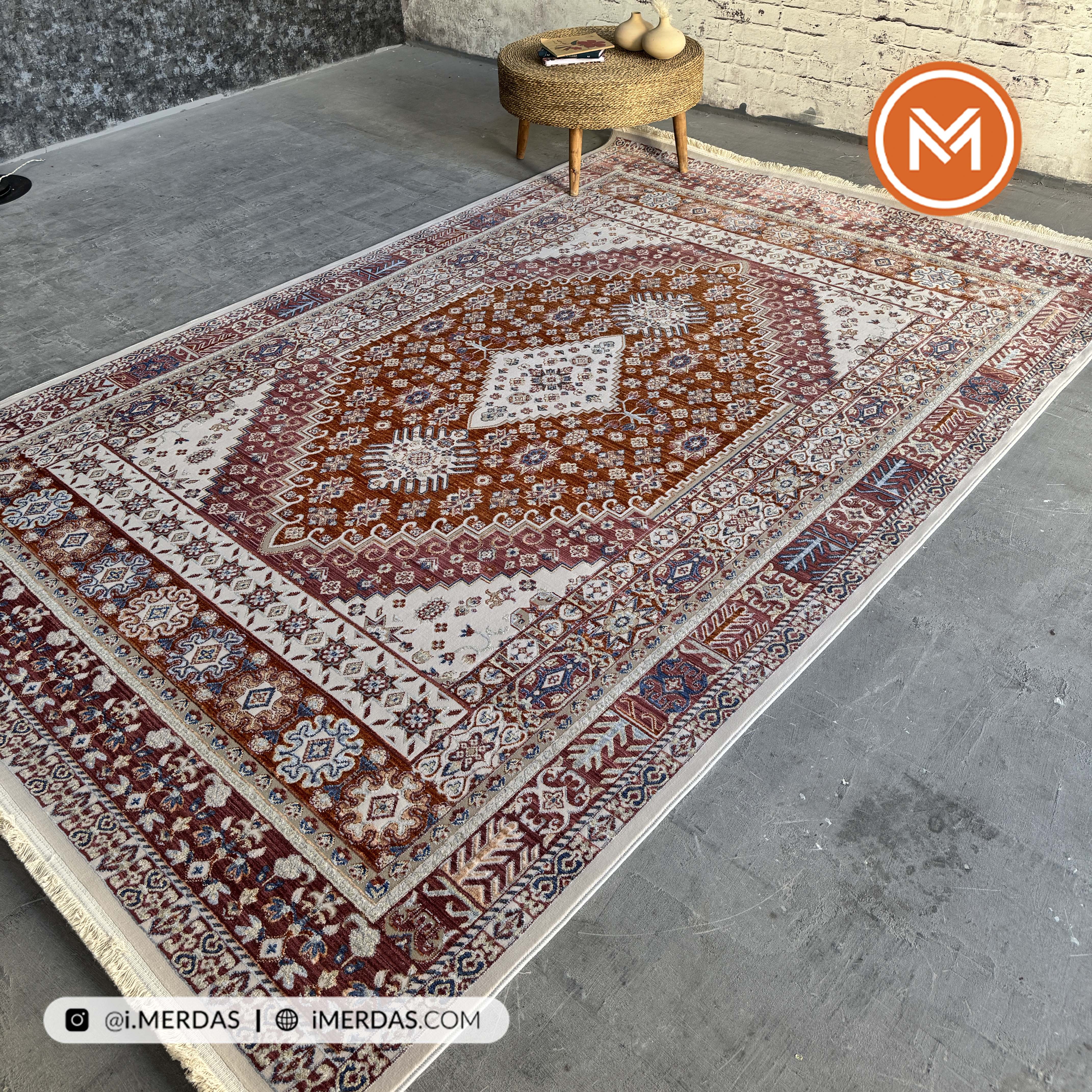 فرش وینتیج کد 8016AC زمینه تمام رنگ