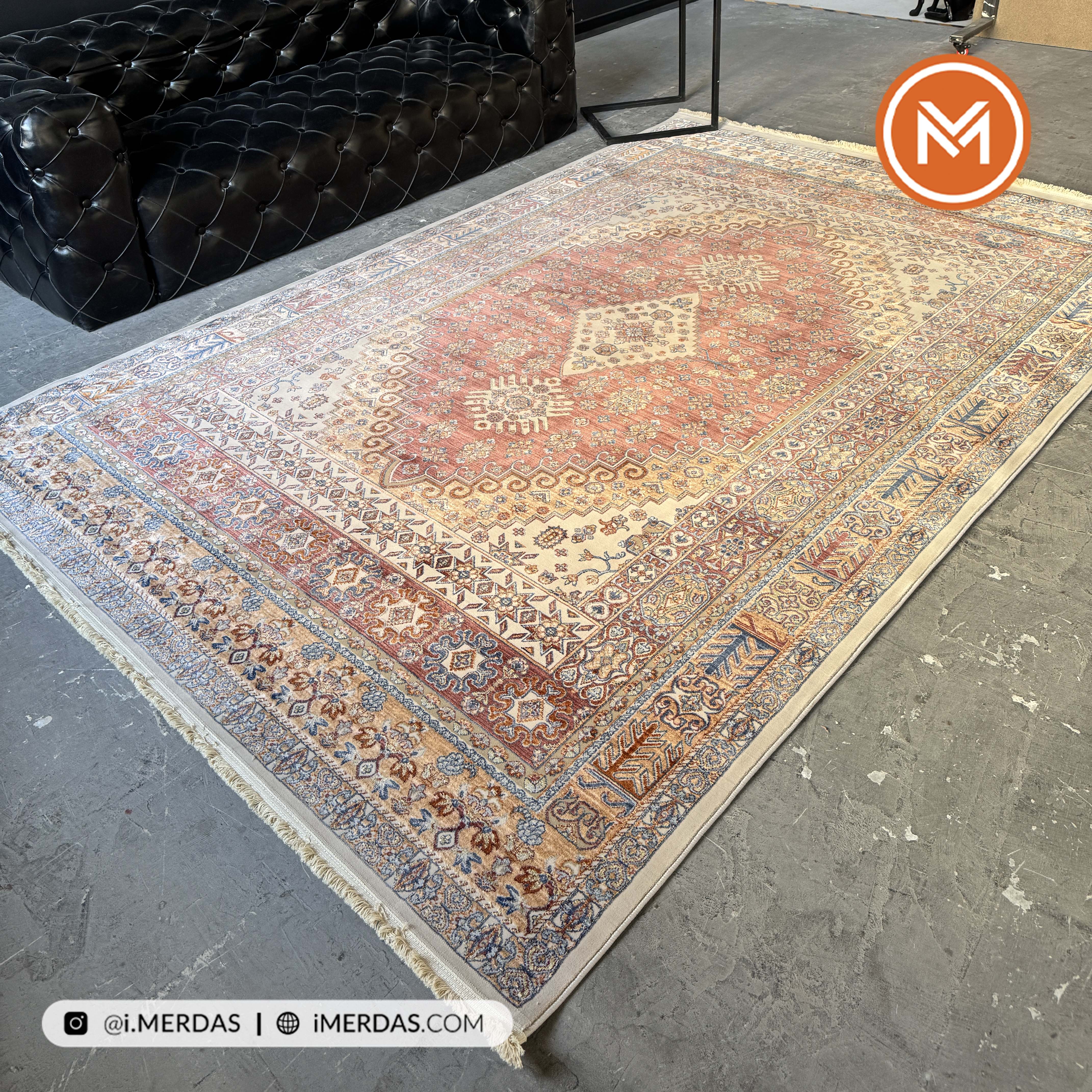 فرش وینتیج کد 8016LC زمینه تمام رنگ