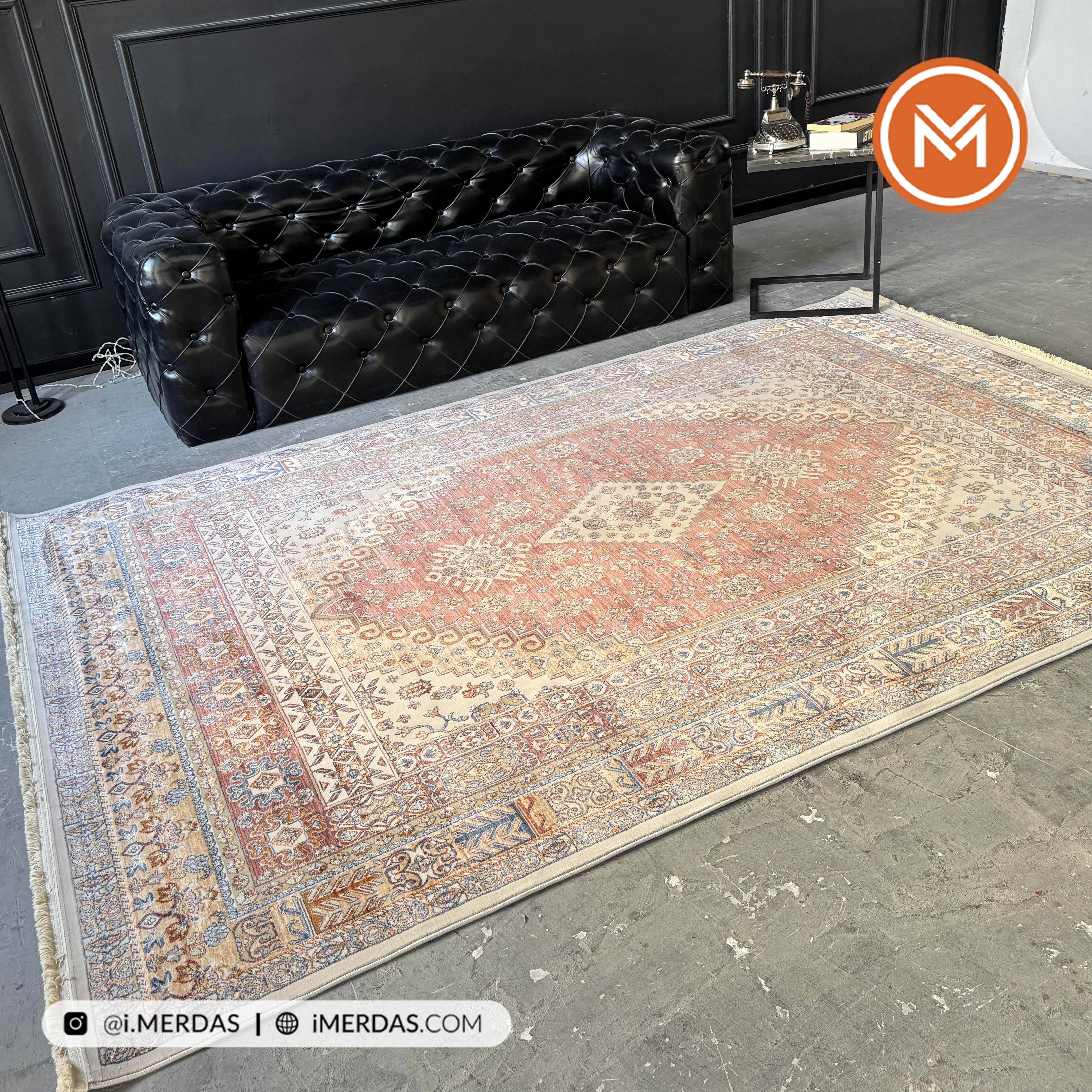 فرش وینتیج کد 8016LC زمینه تمام رنگ