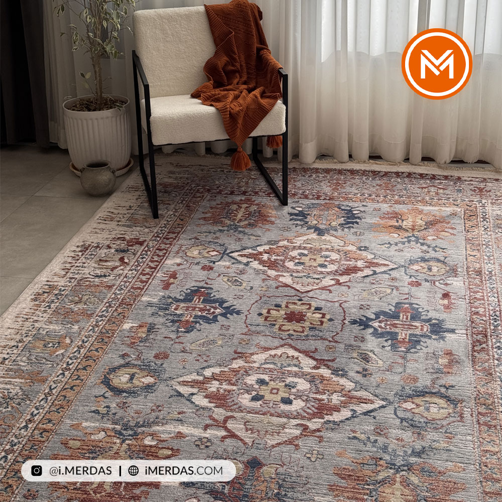 فرش وینتیج کد D7310 زمینه تمام رنگ
