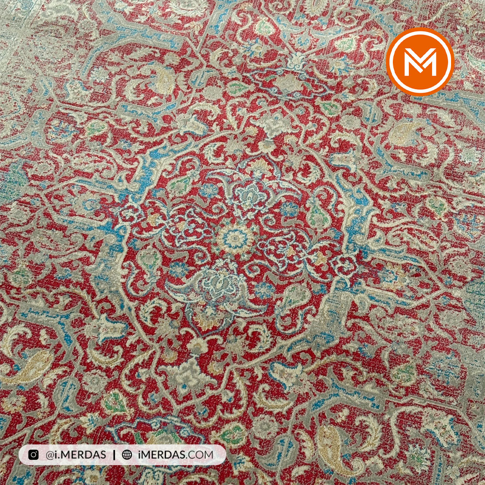 فرش وینتیج کد 10AY0001 زمینه لاکی