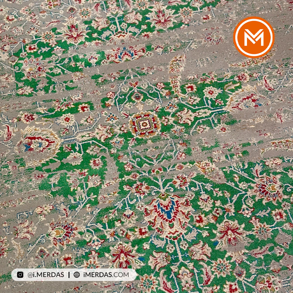 فرش وینتیج کد 10AY0021 زمینه سبز