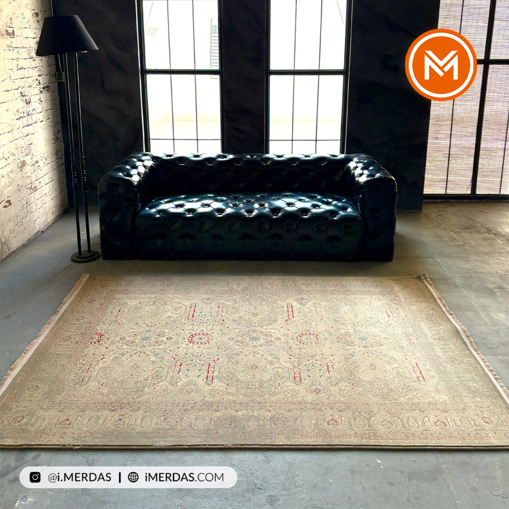 فرش وینتیج کد 10AY0031 زمینه کرم