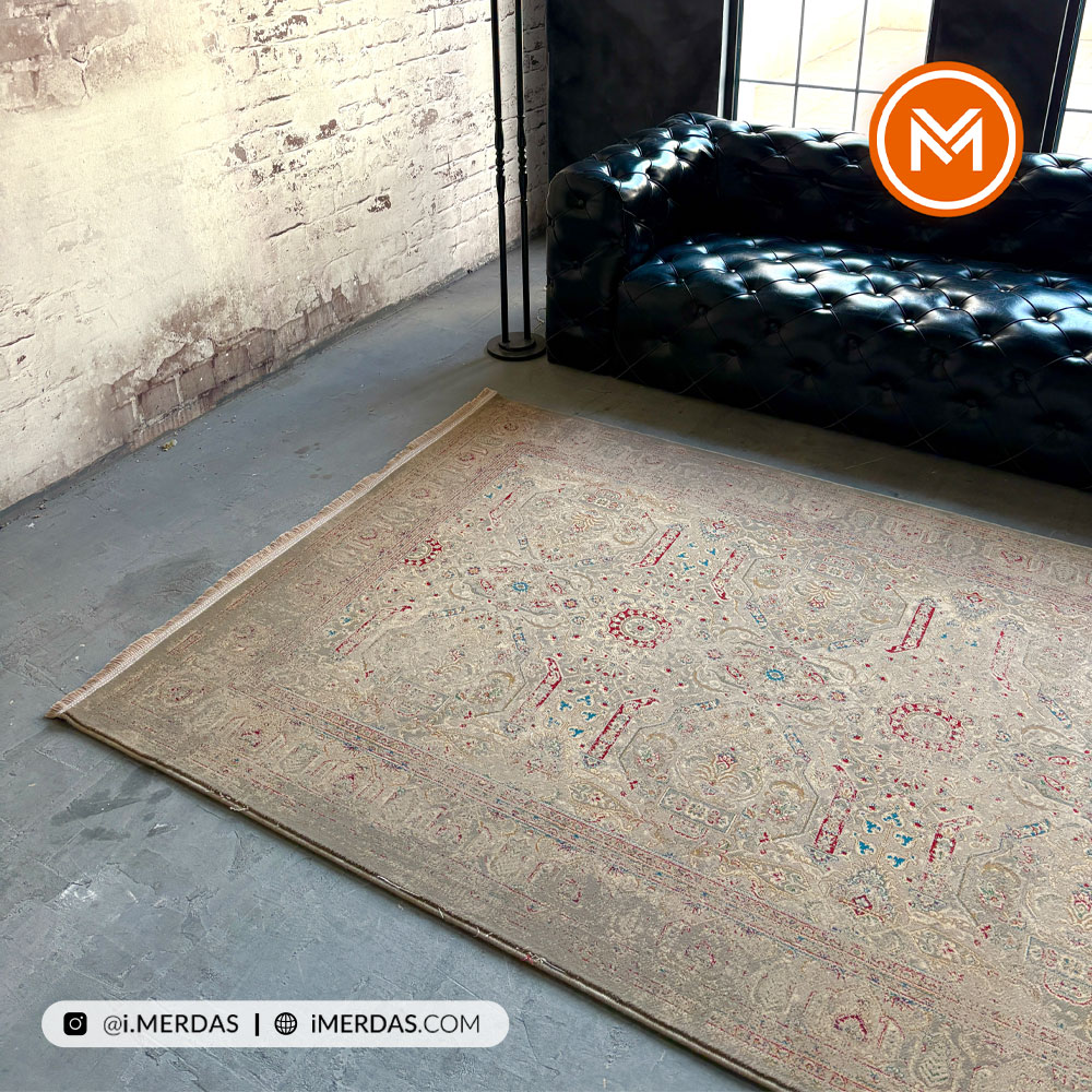 فرش وینتیج کد 10AY0031 زمینه کرم