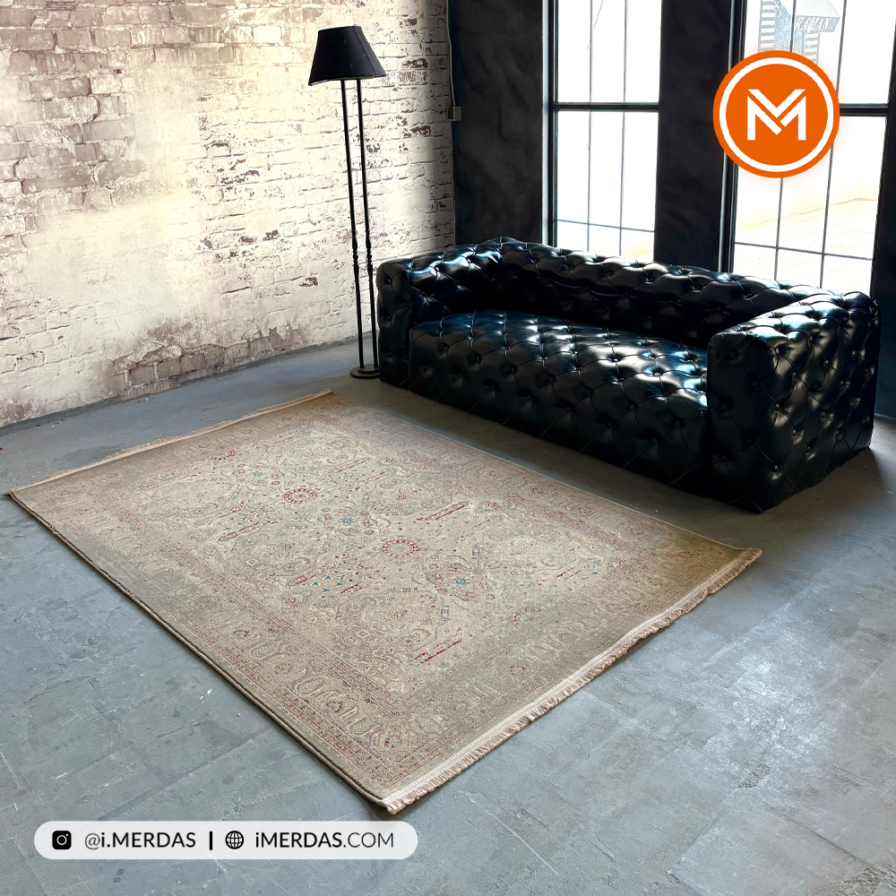 فرش وینتیج کد 10AY0031 زمینه کرم