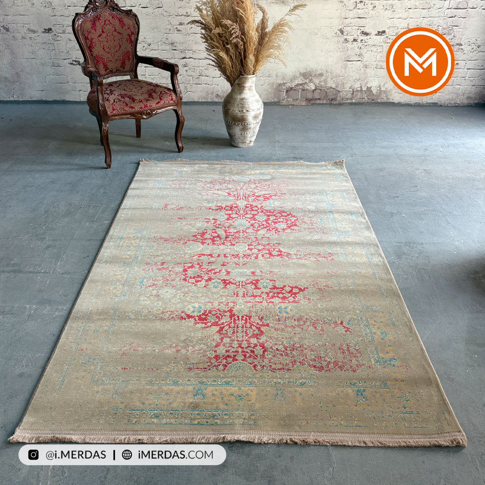 فرش وینتیج کد 10AY0151 زمینه لاکی