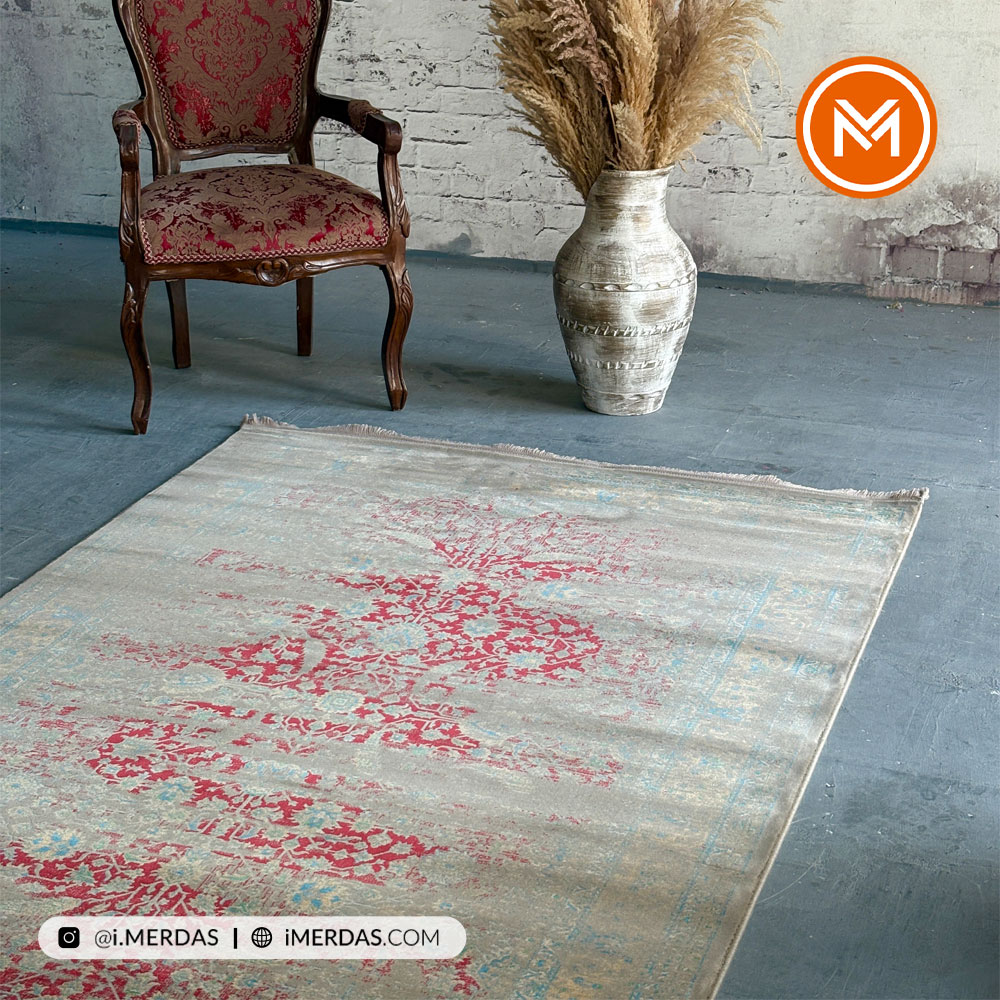 فرش وینتیج کد 10AY0151 زمینه لاکی