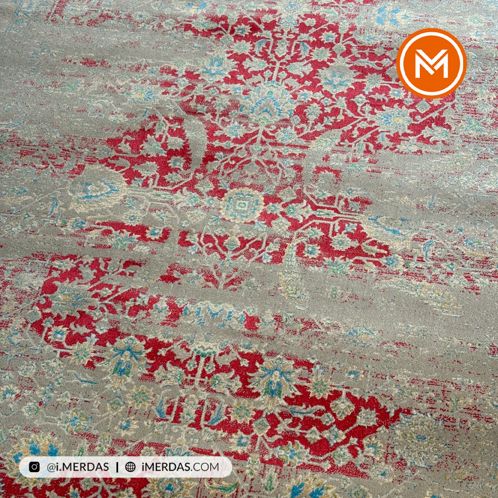 فرش وینتیج کد 10AY0151 زمینه لاکی