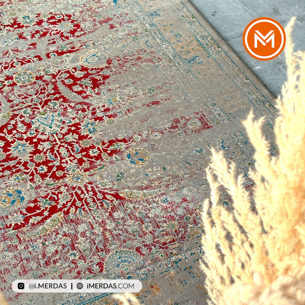 فرش وینتیج کد 10AY0151 زمینه لاکی