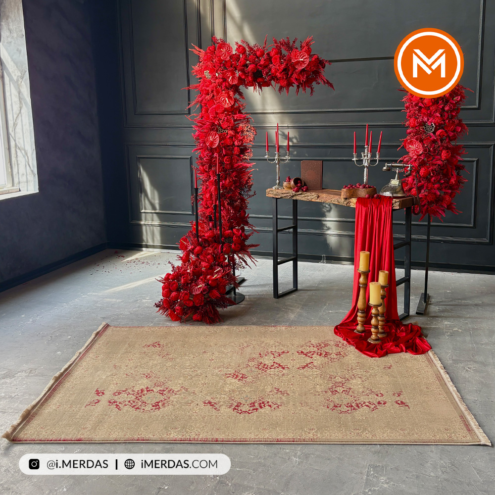 فرش وینتیج کد 10AY0170 زمینه لاکی