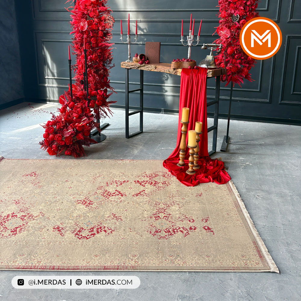 فرش وینتیج کد 10AY0170 زمینه لاکی