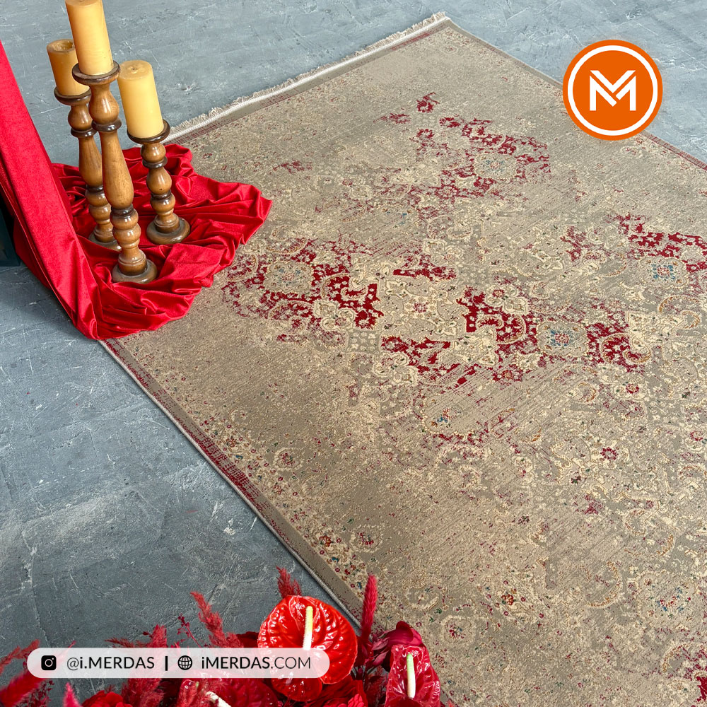 فرش وینتیج کد 10AY0170 زمینه لاکی