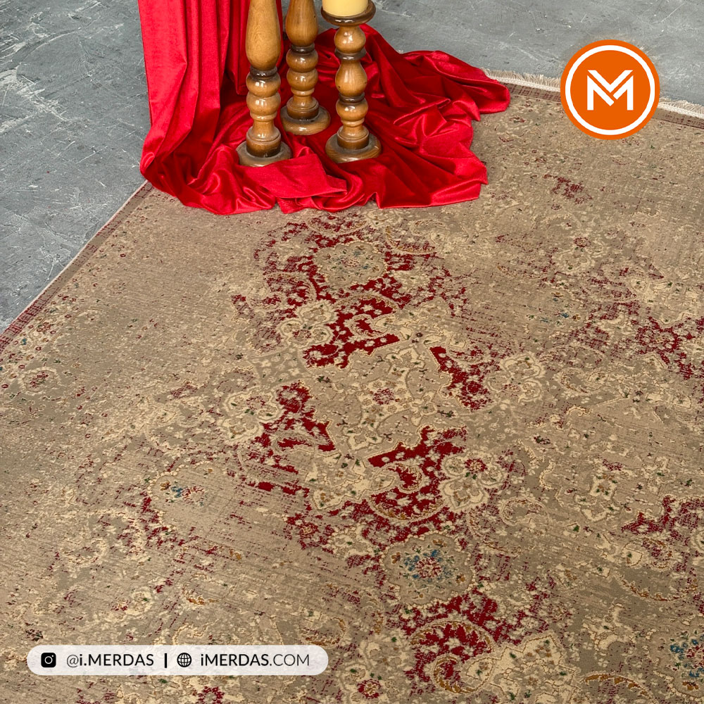 فرش وینتیج کد 10AY0170 زمینه لاکی