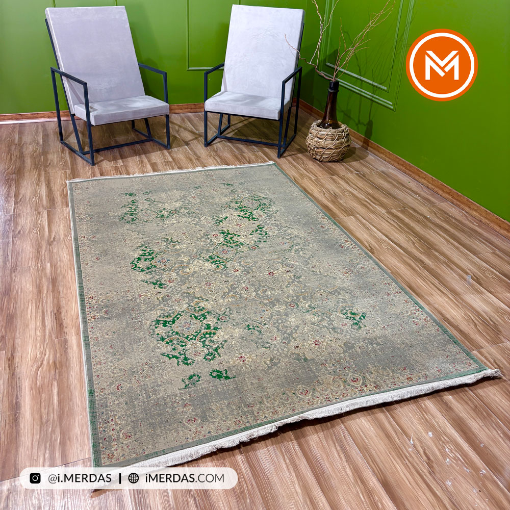 فرش وینتیج کد 10AY0190 زمینه سبز
