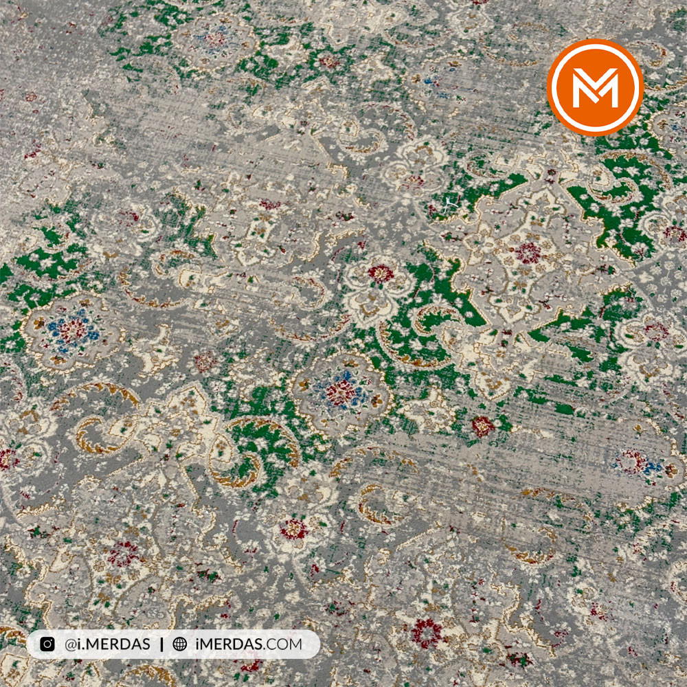 فرش وینتیج کد 10AY0190 زمینه سبز