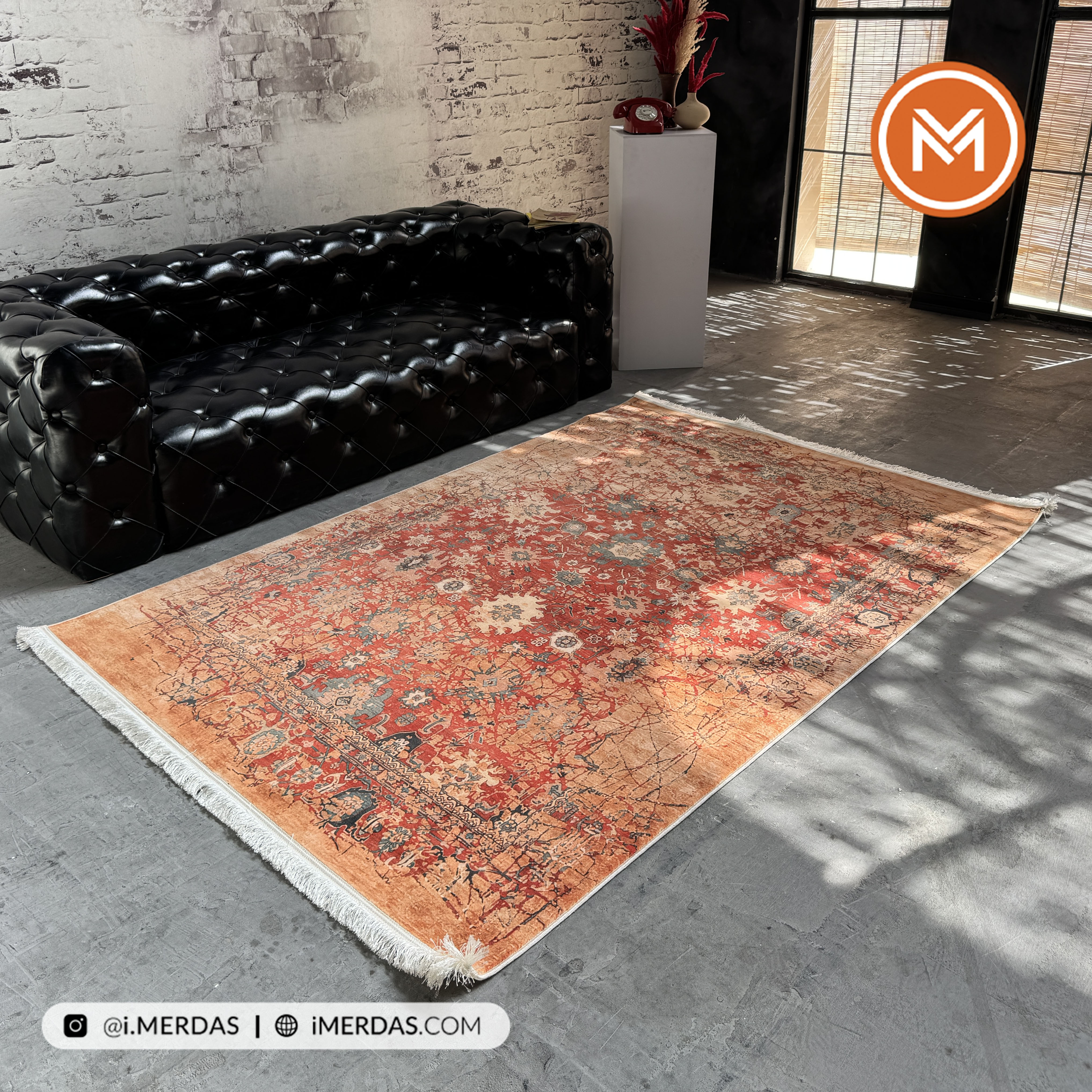 فرش کهنه نما کد N1041 زمینه تمام رنگ