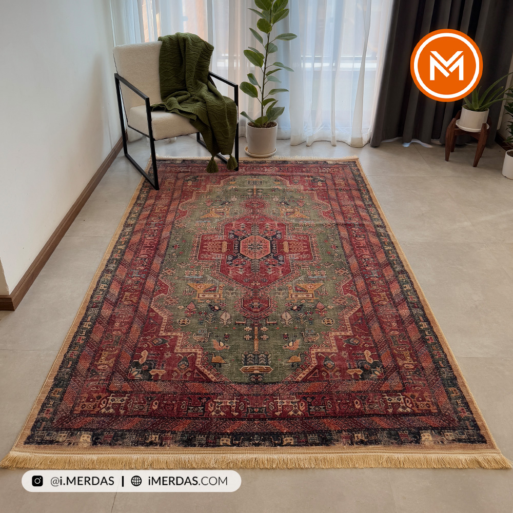 فرش کهنه نما کد N1003 زمینه تمام رنگ