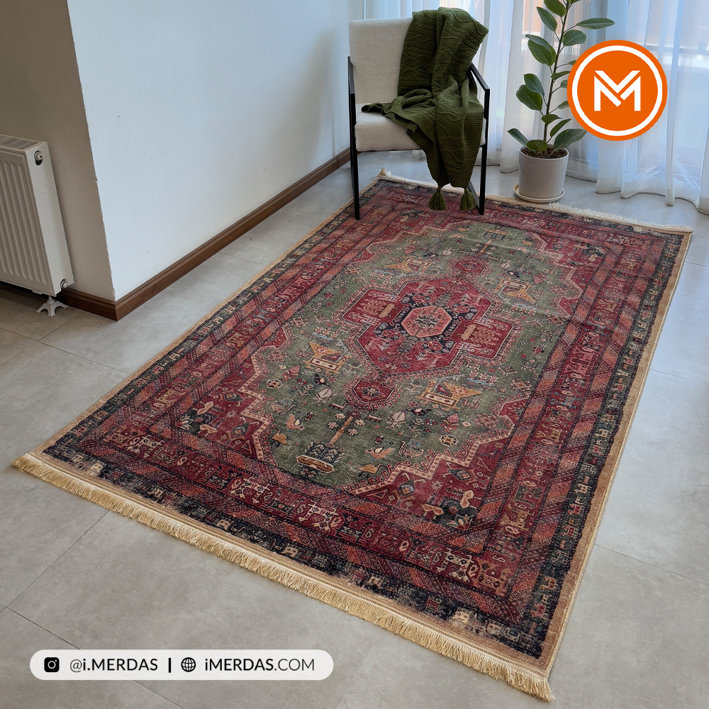 فرش کهنه نما کد N1003 زمینه تمام رنگ