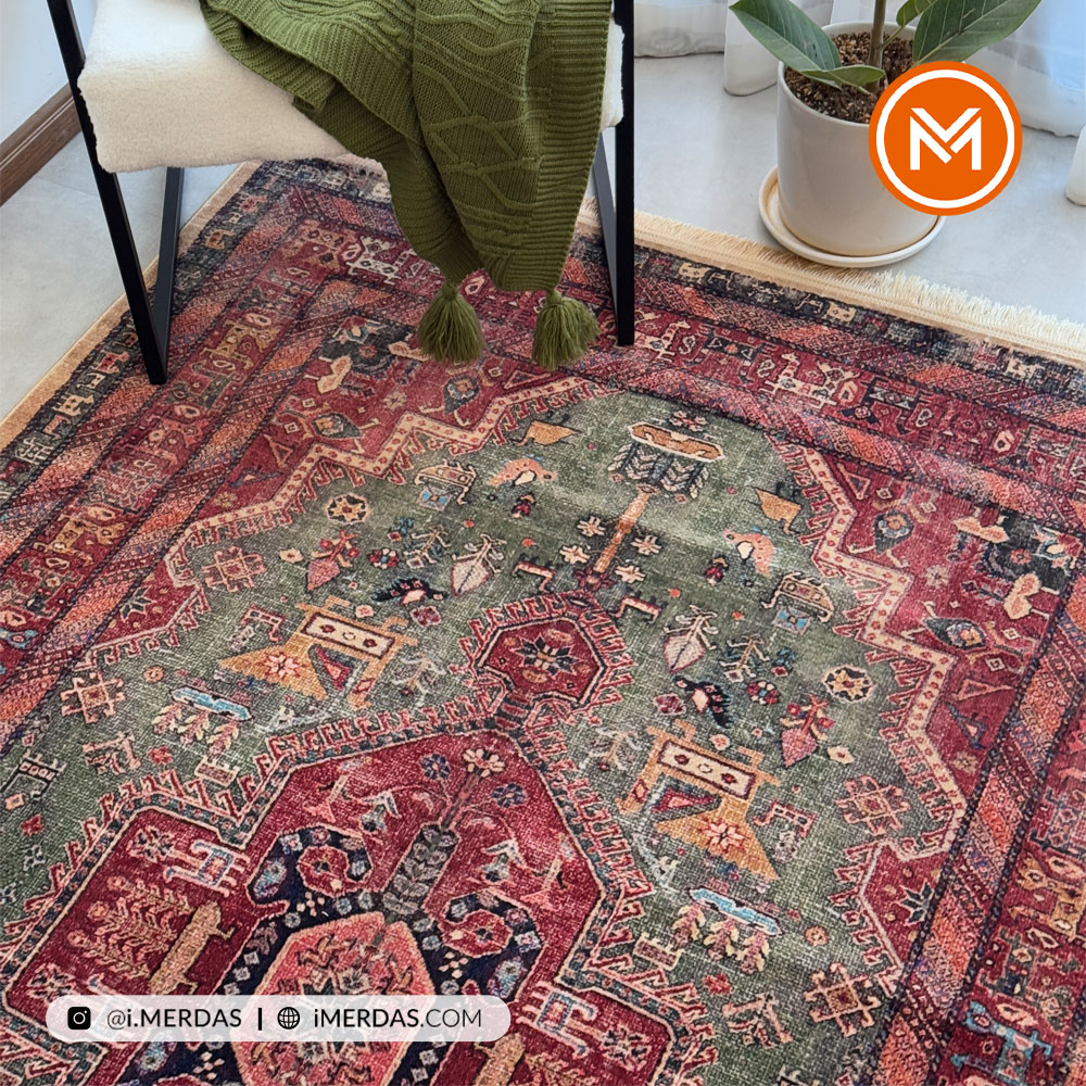 فرش کهنه نما کد N1003 زمینه تمام رنگ