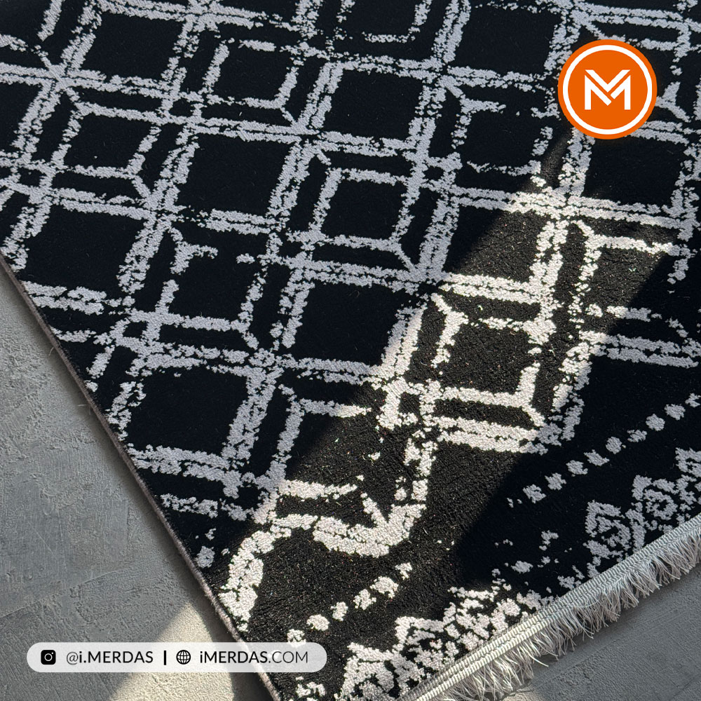 فرش کناره کد 41304 زمینه مشکی